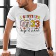 I Survived 6733 Days Baseball Football Softball 100 Days Men's V-Neck T-Shirt I Survived 6733 Days Baseball Football Softball 100 Days Men's V-Neck T-Shirt