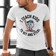 I Teach Kids To Hit And Steal Baseball Softball Coach Men's V-Neck T-Shirt I Teach Kids To Hit And Steal Baseball Softball Coach Men's V-Neck T-Shirt