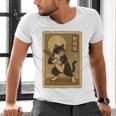 Vintage Japanese Ukiyo-e Baseball Cat Batting Men's V-Neck T-Shirt Vintage Japanese Ukiyo-e Baseball Cat Batting Men's V-Neck T-Shirt