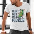 Youth Baseball Catcher Humor Don’t Get In A Pickle Men's V-Neck T-Shirt Youth Baseball Catcher Humor Don’t Get In A Pickle Men's V-Neck T-Shirt
