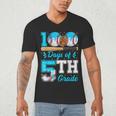 100 Days Of 5th Grade Baseball 100th Day Of School Boys Kids Men's V-Neck T-Shirt