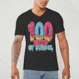 100 Days Of School Baseball Drip 100th Day Of School Men's V-Neck T-Shirt 100 Days Of School Baseball Drip 100th Day Of School Men's V-Neck T-Shirt