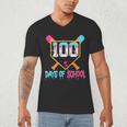 100 Days Of School Baseball Ice Cream Drip 100th Day School Men's V-Neck T-Shirt 100 Days Of School Baseball Ice Cream Drip 100th Day School Men's V-Neck T-Shirt