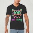 100 Days Of School Baseball Ice Cream Drip 100th Day Player Men's V-Neck T-Shirt 100 Days Of School Baseball Ice Cream Drip 100th Day Player Men's V-Neck T-Shirt