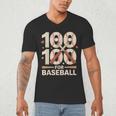 100 Days Of School Baseball Love Valentine’s Day Men Women Men's V-Neck T-Shirt