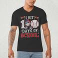 100 Days Of School Dabbing Baseball Hit Student Kids Boys Men's V-Neck T-Shirt