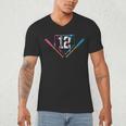 12th Birthday Baseball Ice Cream Drip 12 Years Old Boy Kids Men's V-Neck T-Shirt