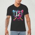 12th Birthday Boys Baseball Ice Cream Drip Boys Baseball Men's V-Neck T-Shirt 12th Birthday Boys Baseball Ice Cream Drip Boys Baseball Men's V-Neck T-Shirt