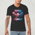 2026 American Flag Baseball Ice Cream Drip Bats Boys Men's V-Neck T-Shirt