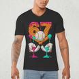 6 7 Ice Cream Drip Baseball Number 67 Player Boy Girl Kids Men's V-Neck T-Shirt