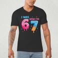 I Was 6 Now I'm 7 Meme Six Seven Baseball 7th Birthday Men's V-Neck T-Shirt I Was 6 Now I'm 7 Meme Six Seven Baseball 7th Birthday Men's V-Neck T-Shirt