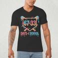 67 33 Days Of School Baseball Drip 100 Days Of School Men's V-Neck T-Shirt