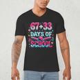 67 33 Days Of School Baseball Drip 100th Day Of School Boys Men's V-Neck T-Shirt 67 33 Days Of School Baseball Drip 100th Day Of School Boys Men's V-Neck T-Shirt