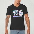 6th Birthday Boy Bro I'm 6 Year Old Baseball Ice Cream Drip Men's V-Neck T-Shirt 6th Birthday Boy Bro I'm 6 Year Old Baseball Ice Cream Drip Men's V-Neck T-Shirt