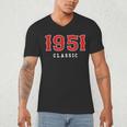 75 Year Old 1951 Classic Baseball Fan 75th Birthday Men's V-Neck T-Shirt