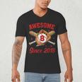 8 Year Old Boys Awesome Since 2018 Baseball Birthday Men's V-Neck T-Shirt