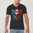 American Baseball Drip Graffiti Ball And Bat Men's V-Neck T-Shirt American Baseball Drip Graffiti Ball And Bat Men's V-Neck T-Shirt