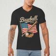 American Flag Baseball Player Bat Fan Catcher Pitcher USA Men's V-Neck T-Shirt American Flag Baseball Player Bat Fan Catcher Pitcher USA Men's V-Neck T-Shirt