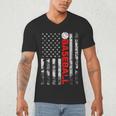 American Flag Baseball Team Baseball Player Baseball Men's V-Neck T-Shirt