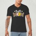 Ball Mom Leopard Baseball Softball Player Mom Men's V-Neck T-Shirt Ball Mom Leopard Baseball Softball Player Mom Men's V-Neck T-Shirt