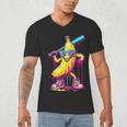 Banana With Baseball Bat Street Baseball Drip Men's V-Neck T-Shirt Banana With Baseball Bat Street Baseball Drip Men's V-Neck T-Shirt