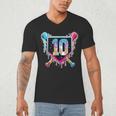 Baseball 10 Year Old Boy Ice Cream Drip 10th Birthday Player Men's V-Neck T-Shirt Baseball 10 Year Old Boy Ice Cream Drip 10th Birthday Player Men's V-Neck T-Shirt