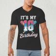 Baseball 10 Year Old Ice Cream Drip 10th Birthday Boys Men's V-Neck T-Shirt