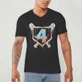 Baseball 4 Year Old Ice Cream Drip 4th Birthday Boy Number 4 Men's V-Neck T-Shirt Baseball 4 Year Old Ice Cream Drip 4th Birthday Boy Number 4 Men's V-Neck T-Shirt