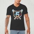 Baseball 5 Year Old Ice Cream Drip 5th Birthday Boy Number 5 Men's V-Neck T-Shirt Baseball 5 Year Old Ice Cream Drip 5th Birthday Boy Number 5 Men's V-Neck T-Shirt