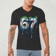 Baseball 67 Six Seven Gen Alpha Meme Blue Drip Boys Men's V-Neck T-Shirt Baseball 67 Six Seven Gen Alpha Meme Blue Drip Boys Men's V-Neck T-Shirt