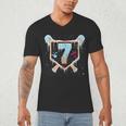 Baseball 7 Year Old Ice Cream Drip 7th Birthday Boy Number 7 Men's V-Neck T-Shirt Baseball 7 Year Old Ice Cream Drip 7th Birthday Boy Number 7 Men's V-Neck T-Shirt
