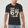 Baseball 7th Birthday 6 7 Years Old I Was 6 Now I'm 7 Men's V-Neck T-Shirt