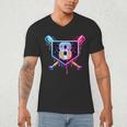 Baseball 8 Year Old Ice Cream Drip 8th Birthday Party Men's V-Neck T-Shirt Baseball 8 Year Old Ice Cream Drip 8th Birthday Party Men's V-Neck T-Shirt