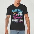 Baseball Or Bows Big Brother Loves You Gender Pink Or Blue Men's V-Neck T-Shirt Baseball Or Bows Big Brother Loves You Gender Pink Or Blue Men's V-Neck T-Shirt