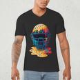Baseball Catcher Mask Ice Cream Dripping Baseball Fan Boys Men's V-Neck T-Shirt