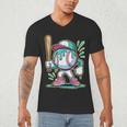 Baseball Character Cartoon Batter Drip Style Women Men Men's V-Neck T-Shirt Baseball Character Cartoon Batter Drip Style Women Men Men's V-Neck T-Shirt
