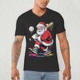 Baseball Christmas Santa Claus Batter Baseball Drip Men's V-Neck T-Shirt Baseball Christmas Santa Claus Batter Baseball Drip Men's V-Neck T-Shirt