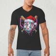 Baseball Christmas Santa Hat Baseball Christmas Drip Men's V-Neck T-Shirt Baseball Christmas Santa Hat Baseball Christmas Drip Men's V-Neck T-Shirt