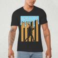 Baseball Drip Dripping Ice Cream Sport Player American Flag Men's V-Neck T-Shirt