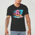 Baseball Drip Ice Cream 67 Graffiti Splash Melt Men's V-Neck T-Shirt Baseball Drip Ice Cream 67 Graffiti Splash Melt Men's V-Neck T-Shirt
