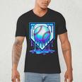 Baseball Drip Ice Cream Blue Glow Melt Ball Graphic Men's V-Neck T-Shirt Baseball Drip Ice Cream Blue Glow Melt Ball Graphic Men's V-Neck T-Shirt