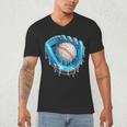 Baseball Drip Ice Cream Glove With Sprinkles Ball Boys Youth Men's V-Neck T-Shirt