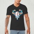 Baseball Drip Ice Cream Strong Character Men's V-Neck T-Shirt Baseball Drip Ice Cream Strong Character Men's V-Neck T-Shirt