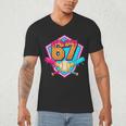 Baseball Drip Jersey Number 67 For Players & 67th Birthday Men's V-Neck T-Shirt Baseball Drip Jersey Number 67 For Players & 67th Birthday Men's V-Neck T-Shirt