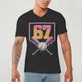 Baseball Drip Number 67 Fun Six Seven 6 7 Meme Men's V-Neck T-Shirt Baseball Drip Number 67 Fun Six Seven 6 7 Meme Men's V-Neck T-Shirt