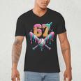 Baseball Drip Number 67 Player Men's V-Neck T-Shirt