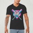 Baseball Dripping 67 Home Plate Six Seven Boy Kids Sports Men's V-Neck T-Shirt Baseball Dripping 67 Home Plate Six Seven Boy Kids Sports Men's V-Neck T-Shirt