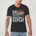 Baseball Fan Vintage Retro Eat Sleep Baseball Repeat Men's V-Neck T-Shirt Baseball Fan Vintage Retro Eat Sleep Baseball Repeat Men's V-Neck T-Shirt