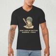 Baseball Frog Saying Batting Retro Artwork Men's V-Neck T-Shirt Baseball Frog Saying Batting Retro Artwork Men's V-Neck T-Shirt