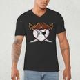 Baseball Heart Pirate Hat Crossed Swords Men Boys Kids Youth Men's V-Neck T-Shirt Baseball Heart Pirate Hat Crossed Swords Men Boys Kids Youth Men's V-Neck T-Shirt